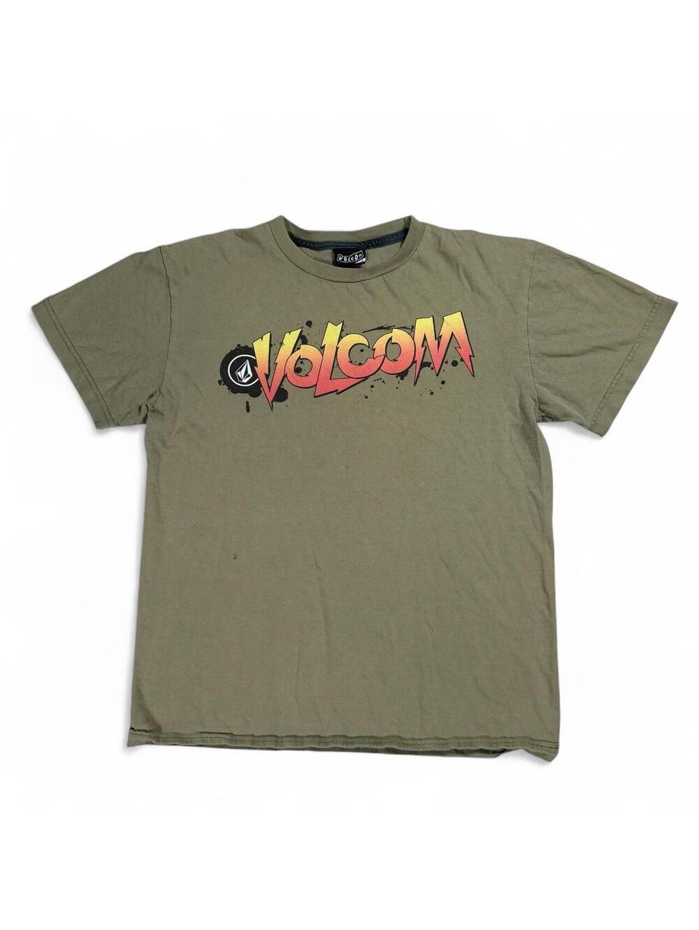 Volcom Men's Green Graphic Logo Short Sleeve T-Shirt Large Y2K Skater